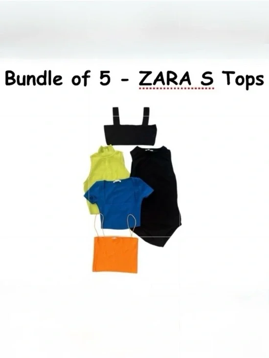 Zara Bundle Summer Essentials Tops Crop, Cami, Tank Bodysuit, Mock Neck, Size S - Picture 1 of 10
